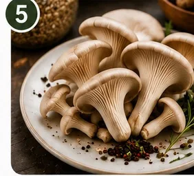 Freshly harvested gourmet oyster mushrooms on a plate